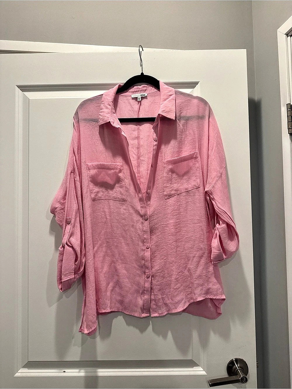 Fashion Nova Pink Button Down Shirt